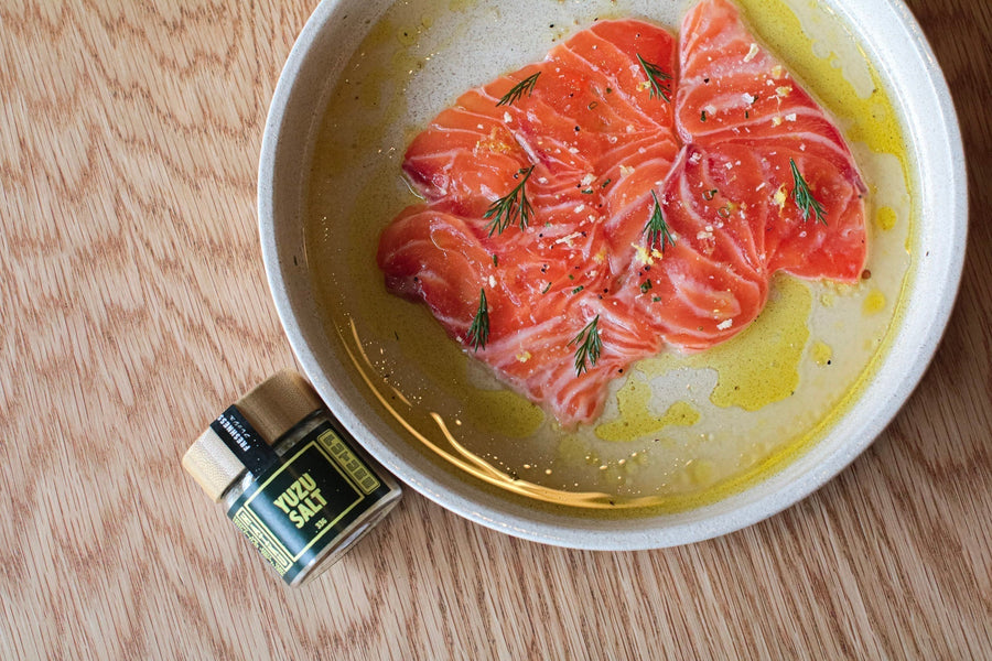 Carpaccio with Sashimi Fish and Yuzu Salt