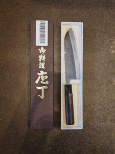 SEISUKE WHITE STEEL KUROUCHI SANTOKU 165MM BURNED CHESTNUT HANDLE