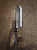 SEISUKE WHITE STEEL KUROUCHI NAKIRI 165MM BURNED CHESTNUT HANDLE