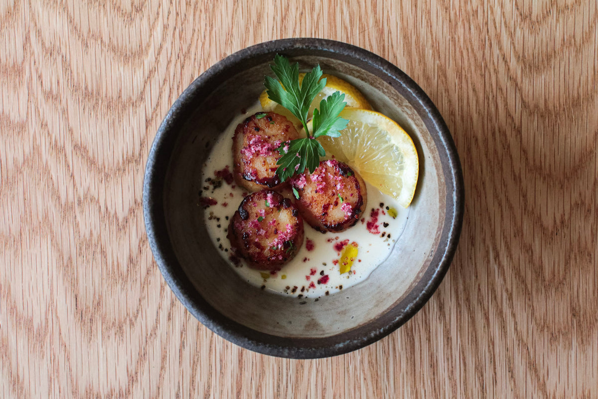 Ume Salt Seared Scallops with Davidson Plum Ume Salt