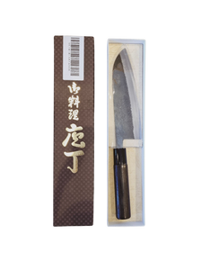 SEISUKE WHITE STEEL KUROUCHI SANTOKU 165MM BURNED CHESTNUT HANDLE