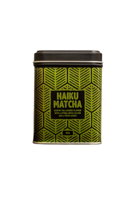 green and black tin of haiku matcha 